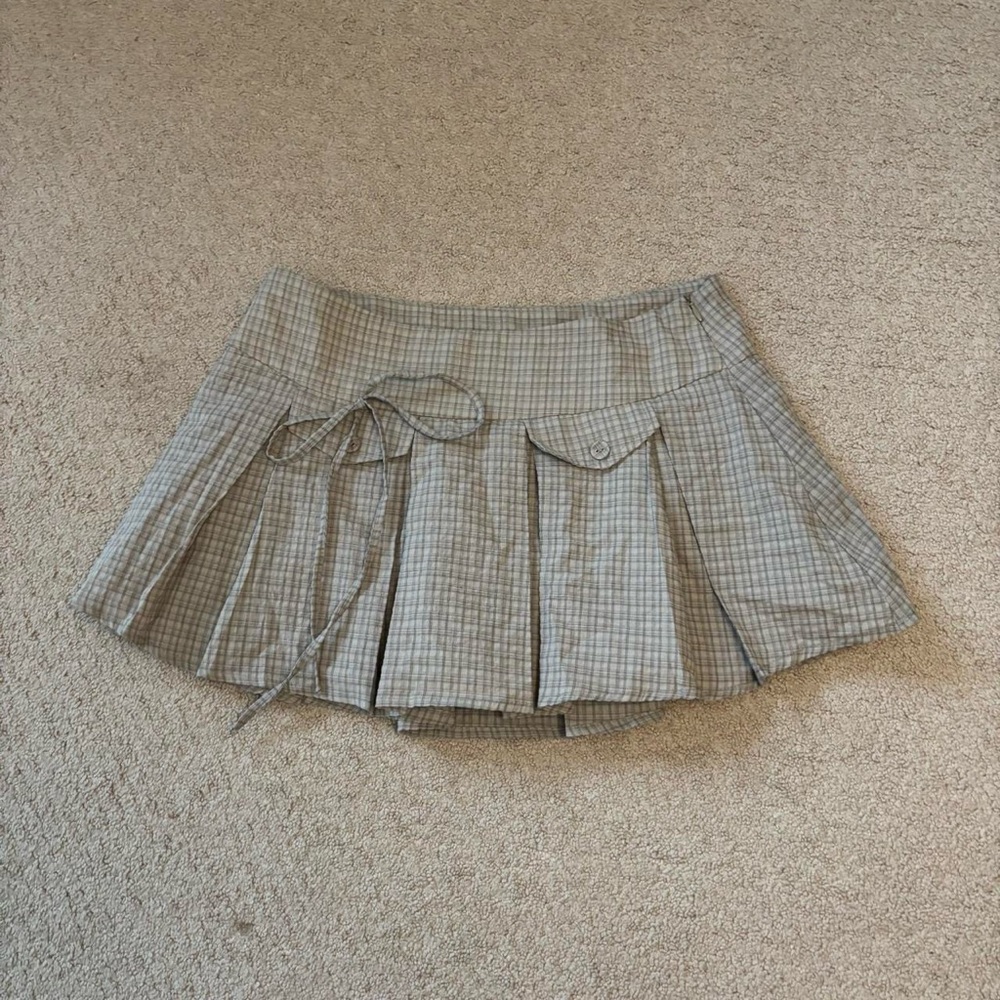 Princess Polly Beige Checkered Mini Skirt